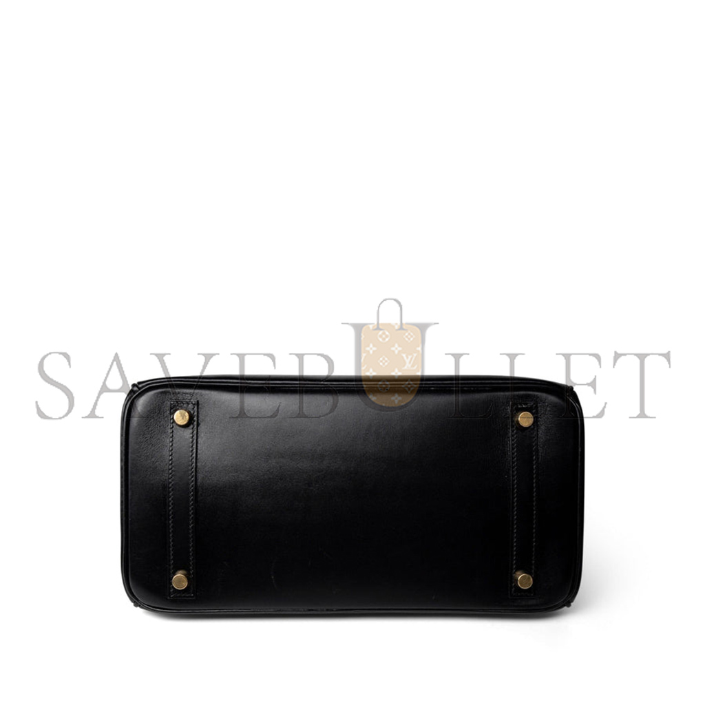 H**mes birkin 30 box leather black gold buckle h029281ck62 (30*23*15cm)